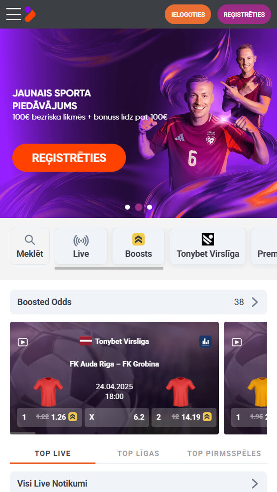 Tonybet bukmeikers Latvijā